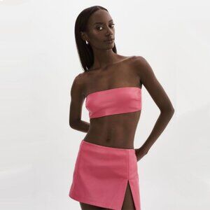 Lamarque Bernadine Rosé Pink (Rosie) Leather Bandeau Top – Size S (NWT)